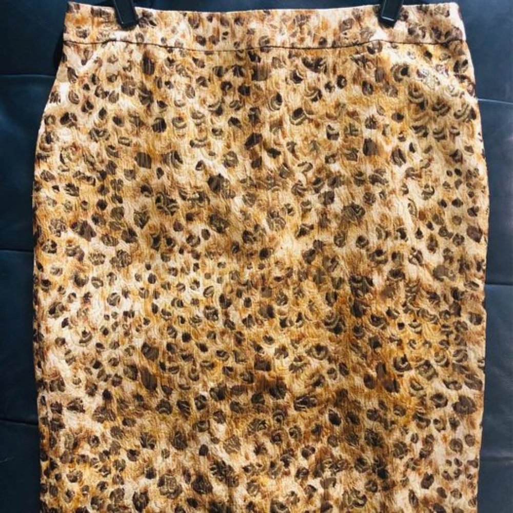 Shiny Metallic Cheetah Print Skirt, Size 10 J.Crew NWT